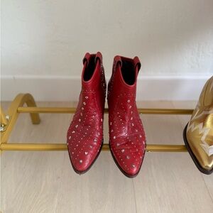 Sam Edelman Red Studded Ankle Boots
